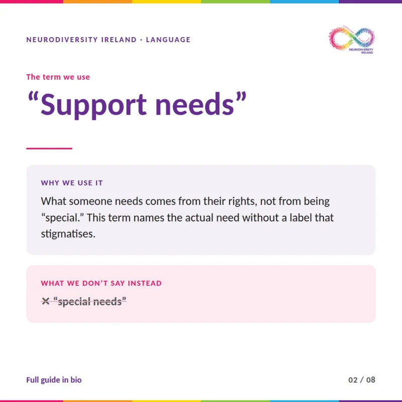 The term we use: support needs, not special needs